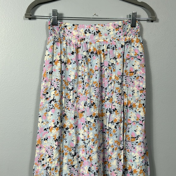 Free People Ivory Floral Print Maxi Skirt Elastic Band size XS - Picture 5 of 16